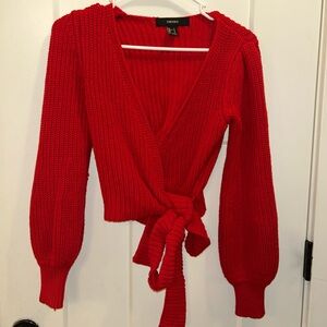 Forever 21 Vibrant Red Knit Cardigan